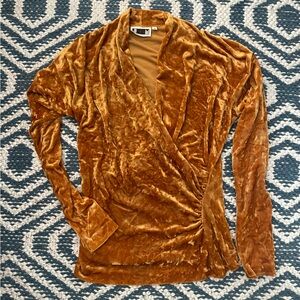 Vintage velvet long sleeve wrap top
